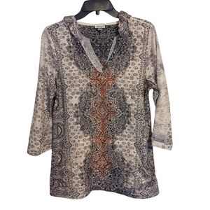 Avenue V-Neck Top With Hood Size 14/16